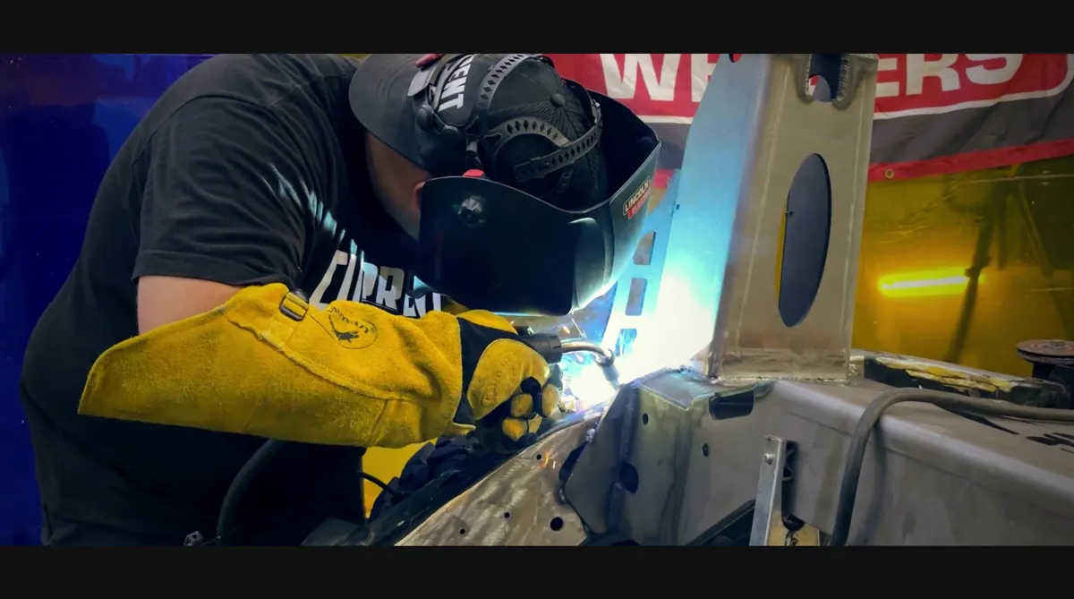 Welding in the DXR shop during the MOAB build
